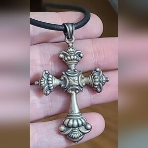RARE JAMES AVERY victorian Cross & Origional Chain Sterling Silver 30g Vintage